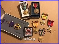 Purple Heart with lapel pin IN BOX, Bronze Star and other medals WW2 original