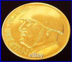 RARE 14kt GOLD WORLD WAR II ITALY Il DUCE MUSSOLINI PATTERN FANTASY COIN MEDAL