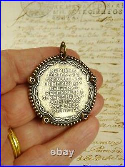RARE WWII Chaplains Complete Catholic Rosary Fob 1933 Jubilee Year Bronze Medal