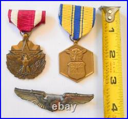 RARE WWII Named Soldier Dated 5/43 Sterling Instructor's Wings Altus OK & Medals