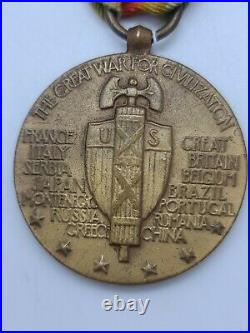 RARE WW 1 US VICTORY MEDAL WITH Defensive BARS AFFIXED France