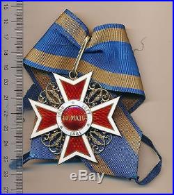 ROMANIA Order ROMANIAN Crown CIVIL Silver OFFICER WW1 I Medal COMMANDER 1881