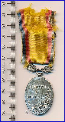 ROMANIA Order WW1 I ROMANIAN CAROL Manhood Faith Medal BALKAN War BAR 1913 rare