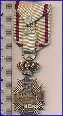 ROMANIA medal KINGDOM Romanian SANITARY merit ORDER Red CROSS WW I 1 3rd C MEDIC
