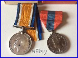 Rare Civilian WW1 BWM Service With The Royal Navy & Imperial Service Medal