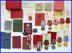Rare KGB Soviet Russian WW2 War Award Red Banner Order Medal Set Group + Docs