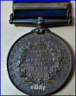 Rare Pre Ww1 British Metroploitan Police 1887 Jubilee Medal With 1897 Clasp