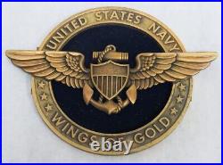 Rare Wwii United States Navel Aviator Wings Of Gold Large 4 Presentation Medal