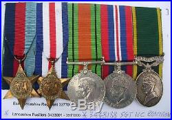 Researched Ww2 Territorial Medal Group Sjt Bennison Ra Late Lancashire Fusiliers