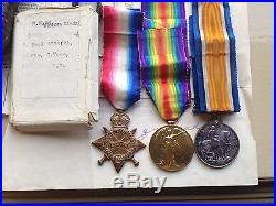 Royal Marines WW1 medals trio with papers