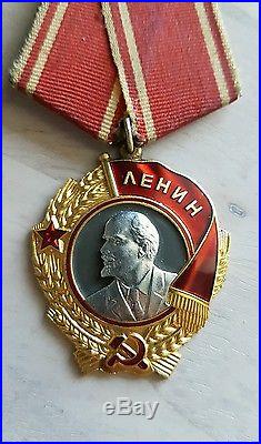 Russian WW2 Medal Lenin Gold Platinum Soviet Military Order #386439