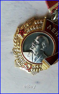 Russian WW2 Medal Lenin Gold Platinum Soviet Military Order #386439