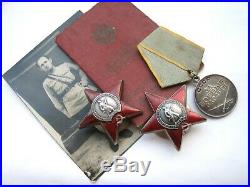 SOVIET WWII Two Orders RED STAR and WW2 Medal SET for Soviet Tankman SU-76