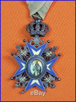 Serbian Serbia WWII WW2 St. Sava 5 Class Enameled Cross Medal Order Badge