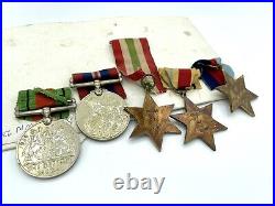 Set Of 5 NAMED Medals, Defence & War, Italy, Africa & 1939-45 Stars REDUCED