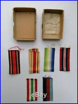 Set of 6 WW2 Medals in Original Box with paperwork & waxed paper packets