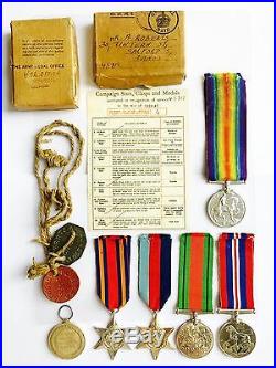 Set of World War I & II Medals, Tags & Certificates Belonging to Same Soldier