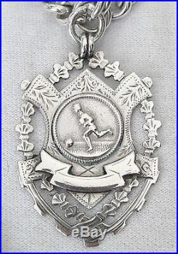 Solid Silver Pocket watch Albert Chain! WW1 Unusual Footbal Fob Medal. 1913