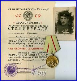 Soviet Russian ARMY WW2 Medal For Defense of the STALINGRAD + Document & PHOTO