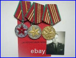 Soviet Russian KGB officer's SERVICE medals + document + owner's photo