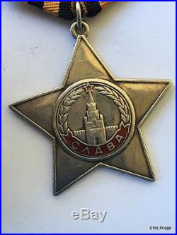 Soviet Russian USSR WW2 Medal Order of Glory PATRIOTIC WAR Documents low number