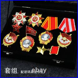 Soviet Union Lenin Red Flag Venus CCCP Guerrilla Red Star Medal 9 pcs With Box