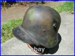Stamped M16 German Camo Helmet with Liner Chinstrap WW1 WW2 Badge Medal Pin Hat