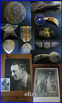 Superb Ww1 American Jewish Fighter Ace Aviation Medal Badge & Documents Pilot