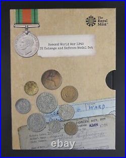 The Royal Mint 1945 Second World War Uk Coinage & Defence Medal Set M. I. B