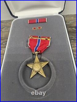 USA WWII Military Bronze Star Medal, Ribbon, Lapel Pin Box with Engraving