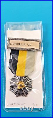 USMA West Point Military Academy Medal Pin Ribbon Insignia c. 1929 Cadet Name