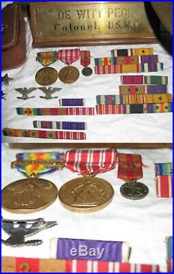 USMC General Lot WW1 5th Regiment WW2 China 4th Marine Rank Photo Hat EGAs Medal