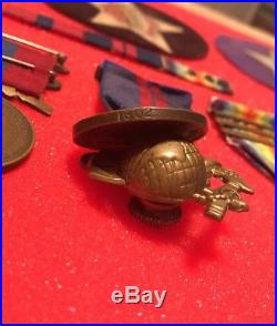 USMC WW1 6th MG Battalion Patch and Medal Grouping with Certificates rare