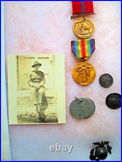 USMC WWI Good Conduct Victory Medal Group, Dog Tags, served in Dom. Rep, NR