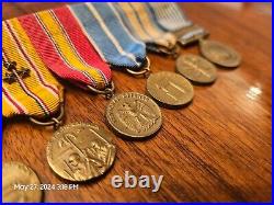 US Army 6 Medal Bar Service Campaign WW2 Korean War Battle Stars