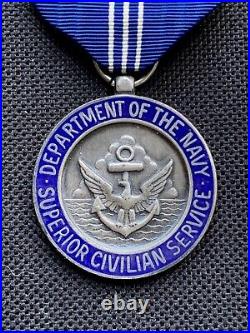 US DEPARTMENT OF THE NAVY Superior Civilian Service Medal HLR Sterling Silver