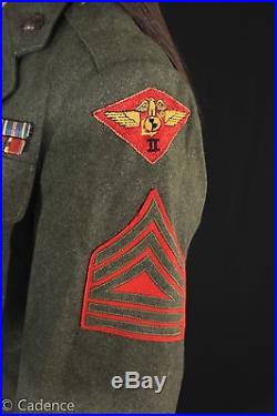 US WW2 USMC Marine Corps Uniform Coat Jacket 2nd Air Wing Gunner! Medals