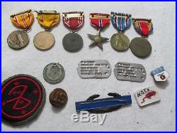 US ww2 medal grouping to one solider named bronze star DOG TAGS PATCH n 126