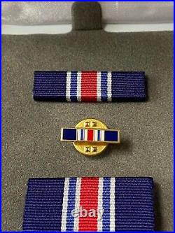 U. S. Coast Guard Cross Order Medal with Ribbon Bar Lapel Pin Presentation Box