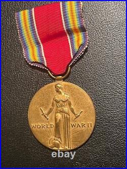 VINTAGE UNITED STATES WORLD WAR II CAMPAIGN AND SERVICES VICTORY MEDAL With RIBBON