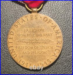 VINTAGE UNITED STATES WORLD WAR II CAMPAIGN AND SERVICES VICTORY MEDAL With RIBBON