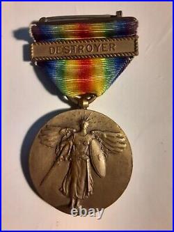 VINTAGE WW I U. S. Victory Medal with DESTROYER BAR