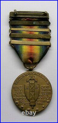 VINTAGE WW I Victory Medal 4 Battle Bars