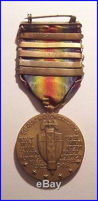 VINTAGE WW I Victory Medal & 5 Battle Bars
