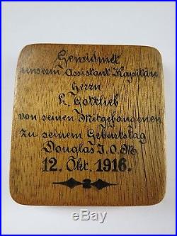 Very Rare First World War Douglas Isle Of Man German POW Medal In Wooden Box
