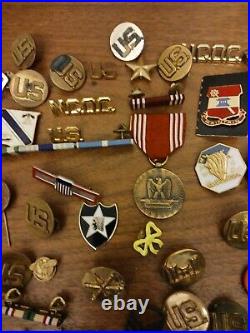 Vintage Lot Of 115 Military Pins/Medals/Insignia Etc