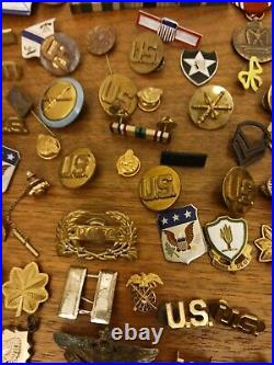 Vintage Lot Of 115 Military Pins/Medals/Insignia Etc