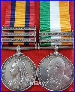 Vintage & Rare Pre Ww1 British Boer War Service Medal Group Green Royal Scots