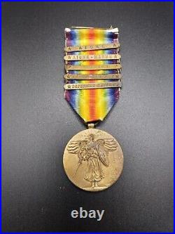 Vintage WW1 Victory Medal The Great War for Civilization 5 bars and 5 stars
