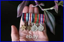 Vintage WW2 Bar / Row Of 4 Dress Miniature Medals